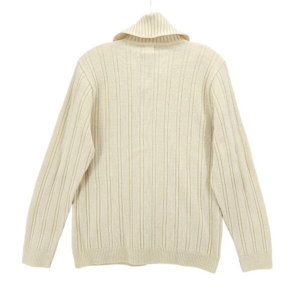 Vintage DRUMMOND Cream Wintuk Orlon Acrylic Cardigan Sweater Pockets LARGE - Picture 3 of 5